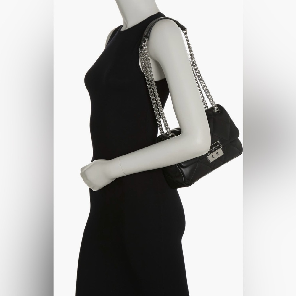 Marc Jacobs Black Quilted Shoulder Bag with Silver Chain - Picture 2 of 8